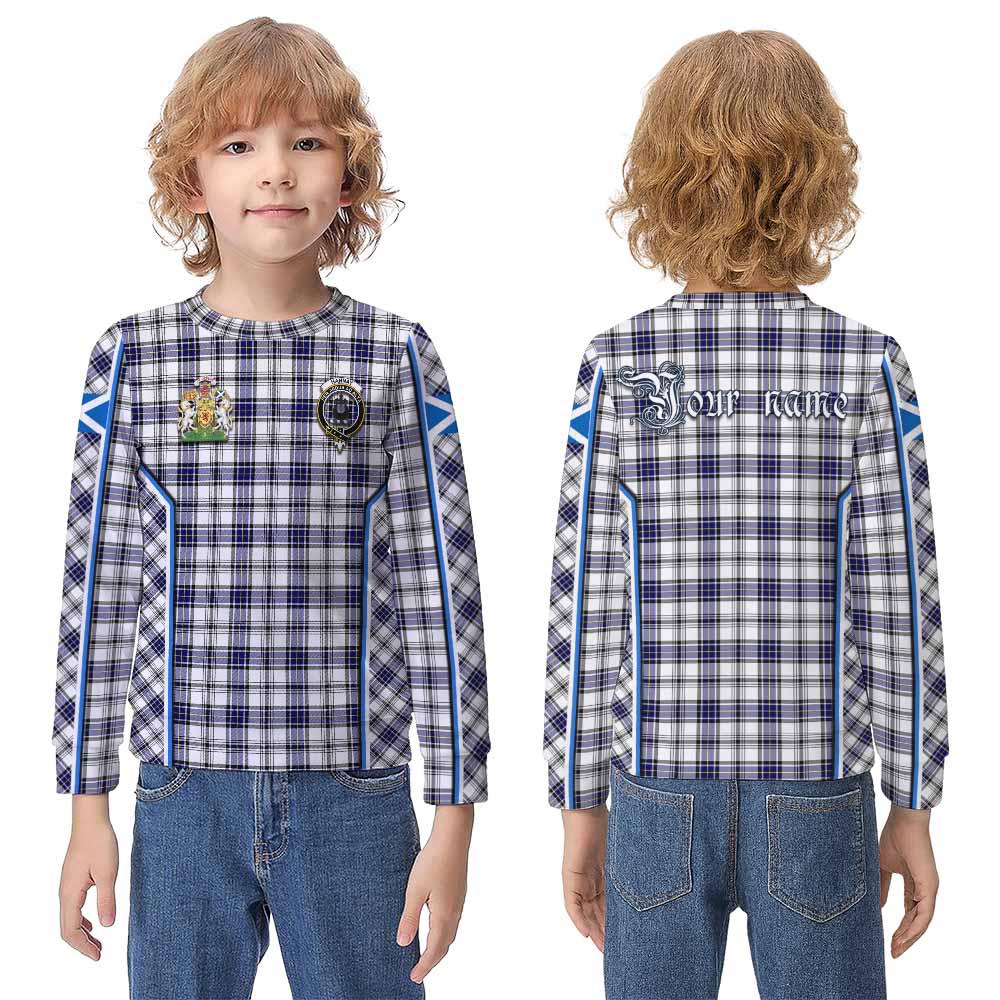 Hannay Tartan Crest Kid Knitted Sweatshirt Scotland Coat of Arm Flag Style - Tartan Vibes Clothing