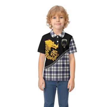 Hannay Tartan Crest Kid Polo Shirt Legendary Dragon Knot Half Style