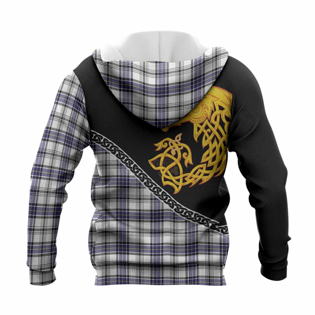 Hannay Tartan Crest Knitted Hoodie Legendary Dragon Knot Half Style