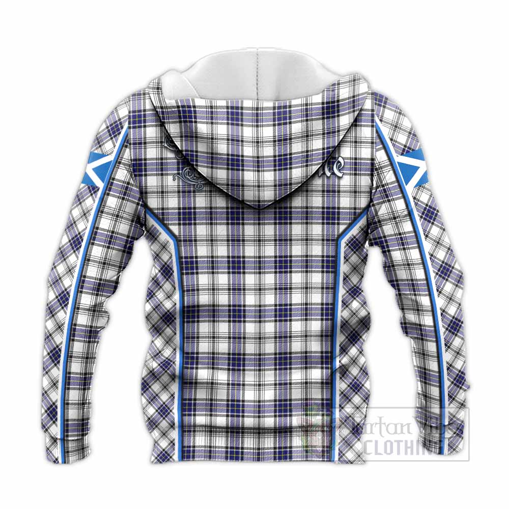 Hannay Tartan Crest Knitted Hoodie Scotland Coat of Arm Flag Style - Tartan Vibes Clothing