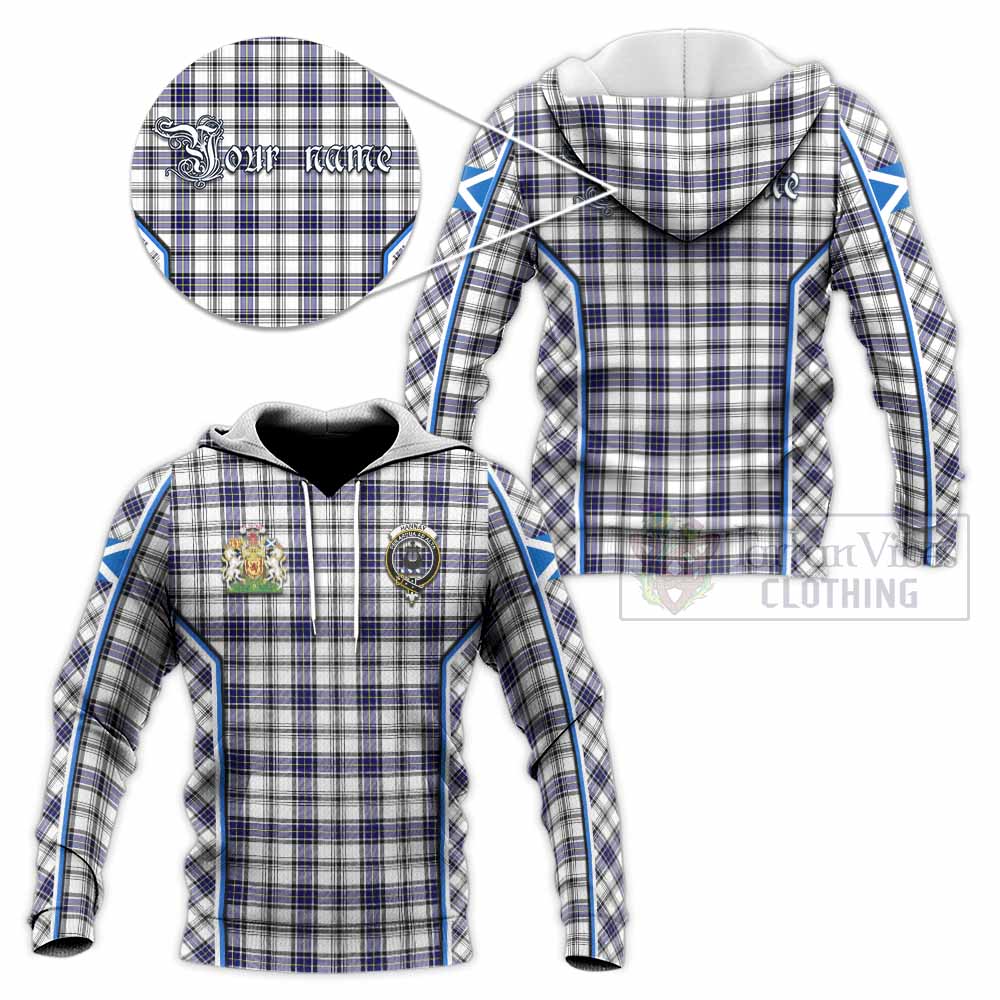 Hannay Tartan Crest Knitted Hoodie Scotland Coat of Arm Flag Style - Tartan Vibes Clothing