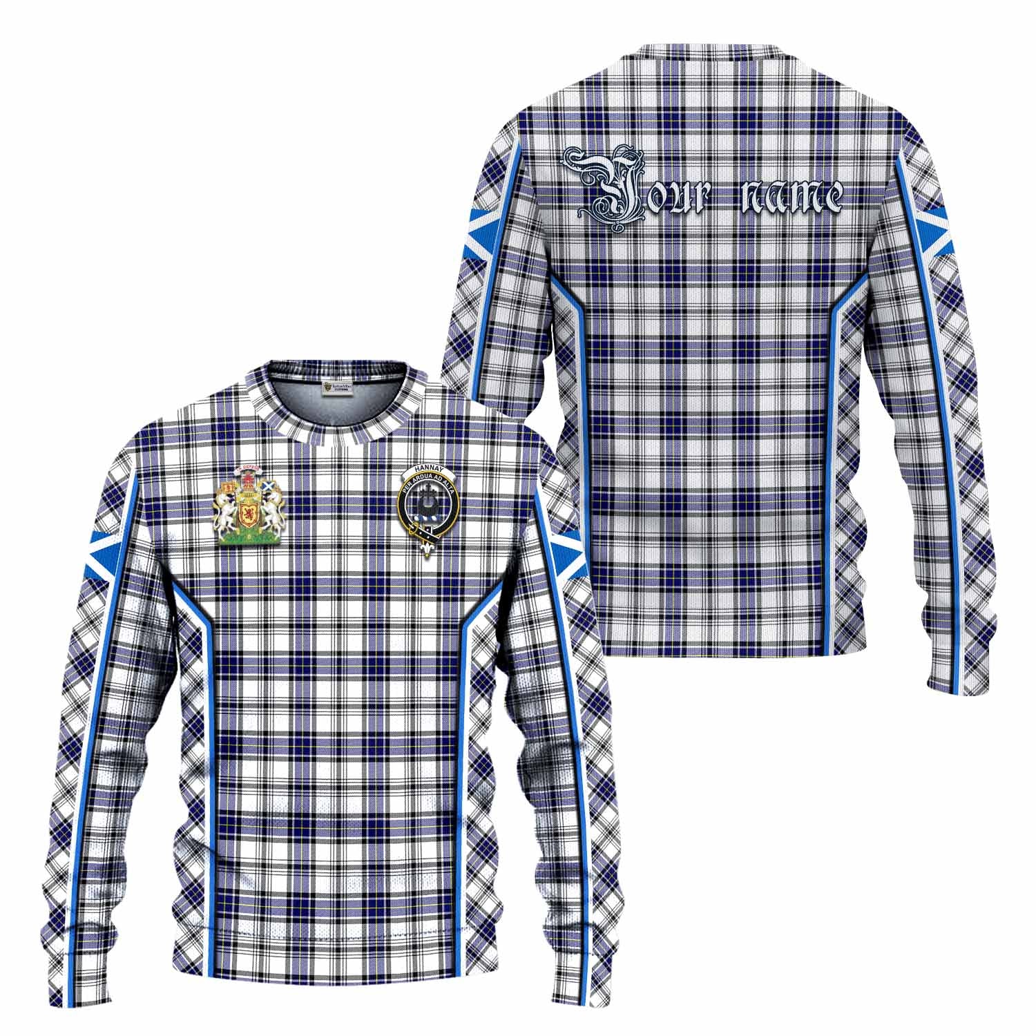 Hannay Tartan Crest Knitted Sweater Scotland Coat of Arm Flag Style - Tartan Vibes Clothing