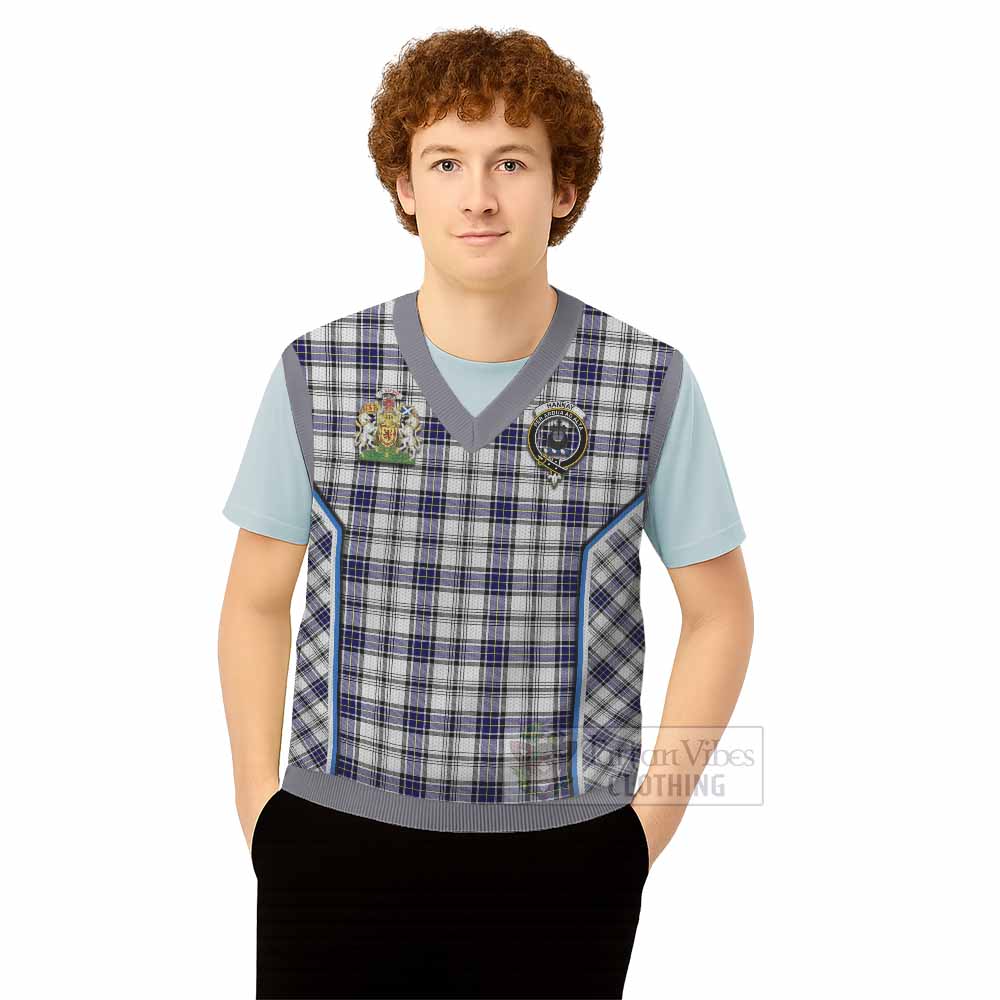 Hannay Tartan Crest Knitted V-Neck Vest Scotland Coat of Arm Flag Style - Tartan Vibes Clothing