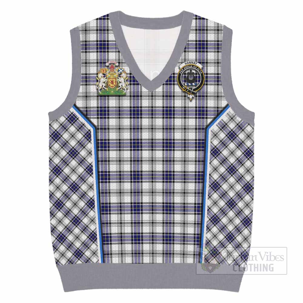 Hannay Tartan Crest Knitted V-Neck Vest Scotland Coat of Arm Flag Style - Tartan Vibes Clothing