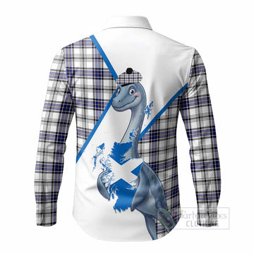 Hannay Tartan Crest Loch Ness Monster Long Sleeve Button Shirts Nessie Scottish Map Tha Gradh Agam Air Alba
