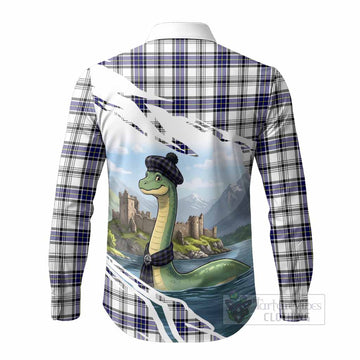 Hannay Tartan Crest Loch Ness Monster Scottish Heritage Art Long Sleeve Button Shirts