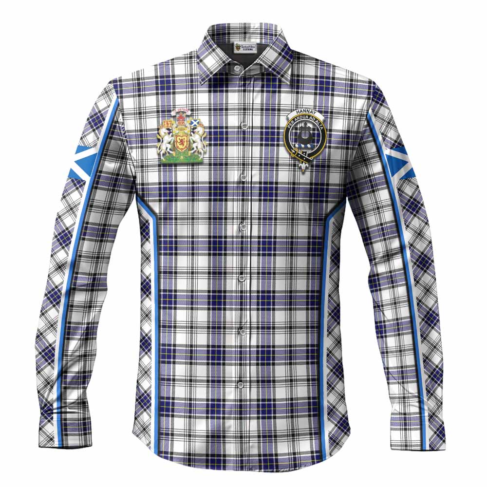 Hannay Tartan Crest Long Sleeve Button Shirts Scotland Coat of Arm Flag Style - Tartan Vibes Clothing