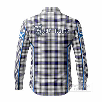 Hannay Tartan Crest Long Sleeve Button Shirts Scotland Coat of Arm Flag Style