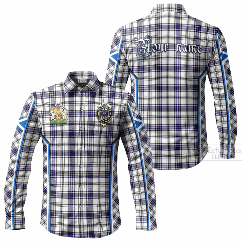Hannay Tartan Crest Long Sleeve Button Shirts Scotland Coat of Arm Flag Style - Tartan Vibes Clothing