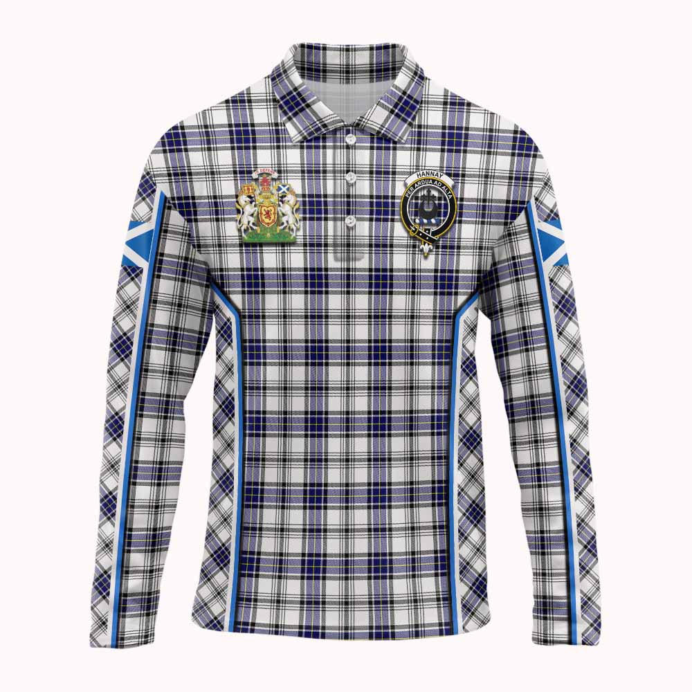 Hannay Tartan Crest Long Sleeve Polo Shirt Scotland Coat of Arm Flag Style - Tartan Vibes Clothing