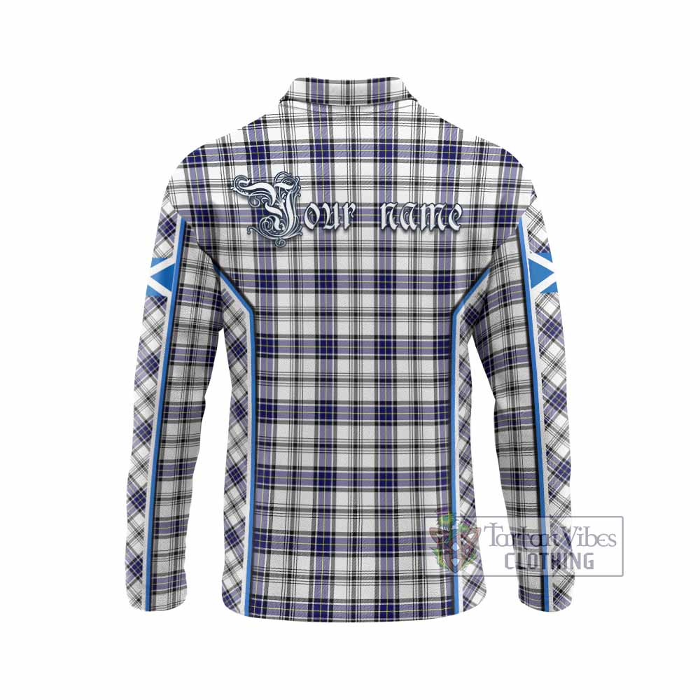 Hannay Tartan Crest Long Sleeve Polo Shirt Scotland Coat of Arm Flag Style - Tartan Vibes Clothing