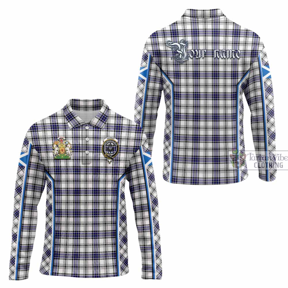 Hannay Tartan Crest Long Sleeve Polo Shirt Scotland Coat of Arm Flag Style - Tartan Vibes Clothing