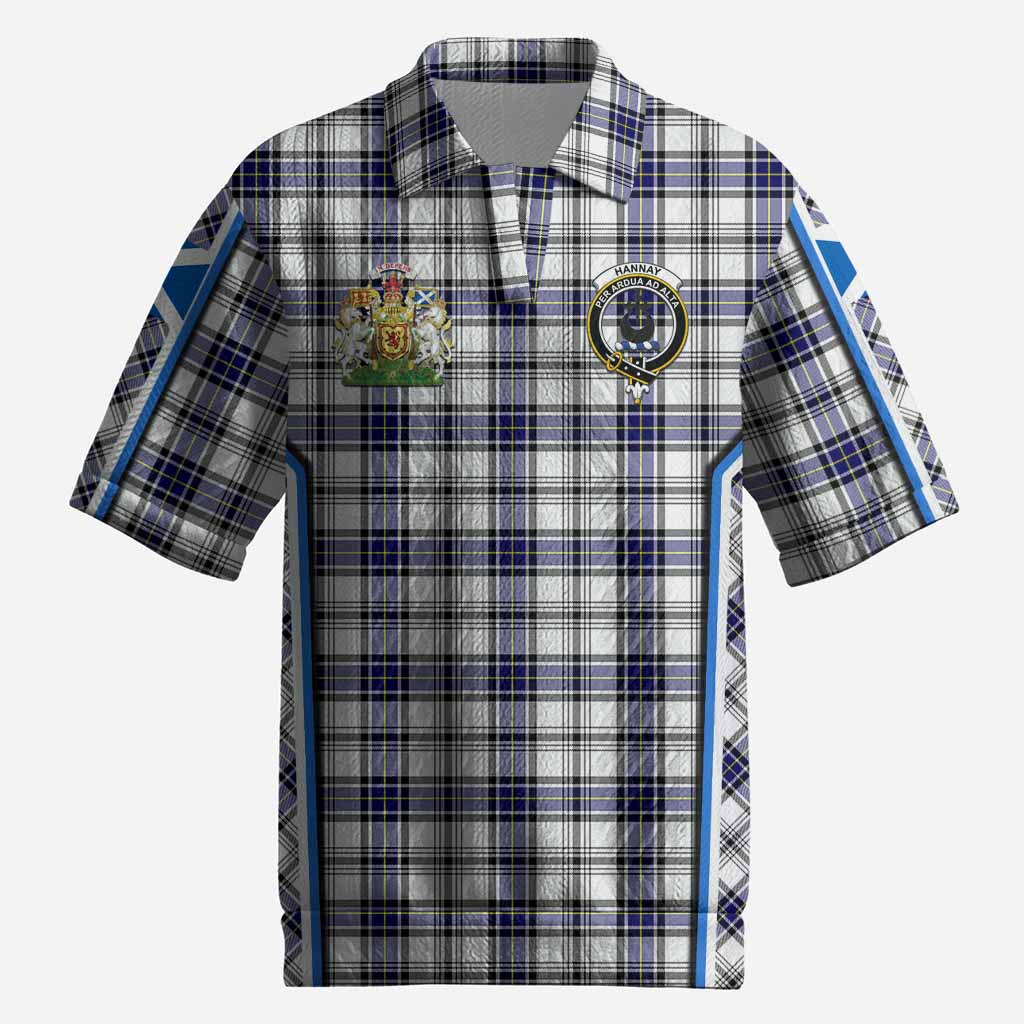 Hannay Tartan Crest Men’s Polo Sweater Top Scotland Coat of Arm Flag Style