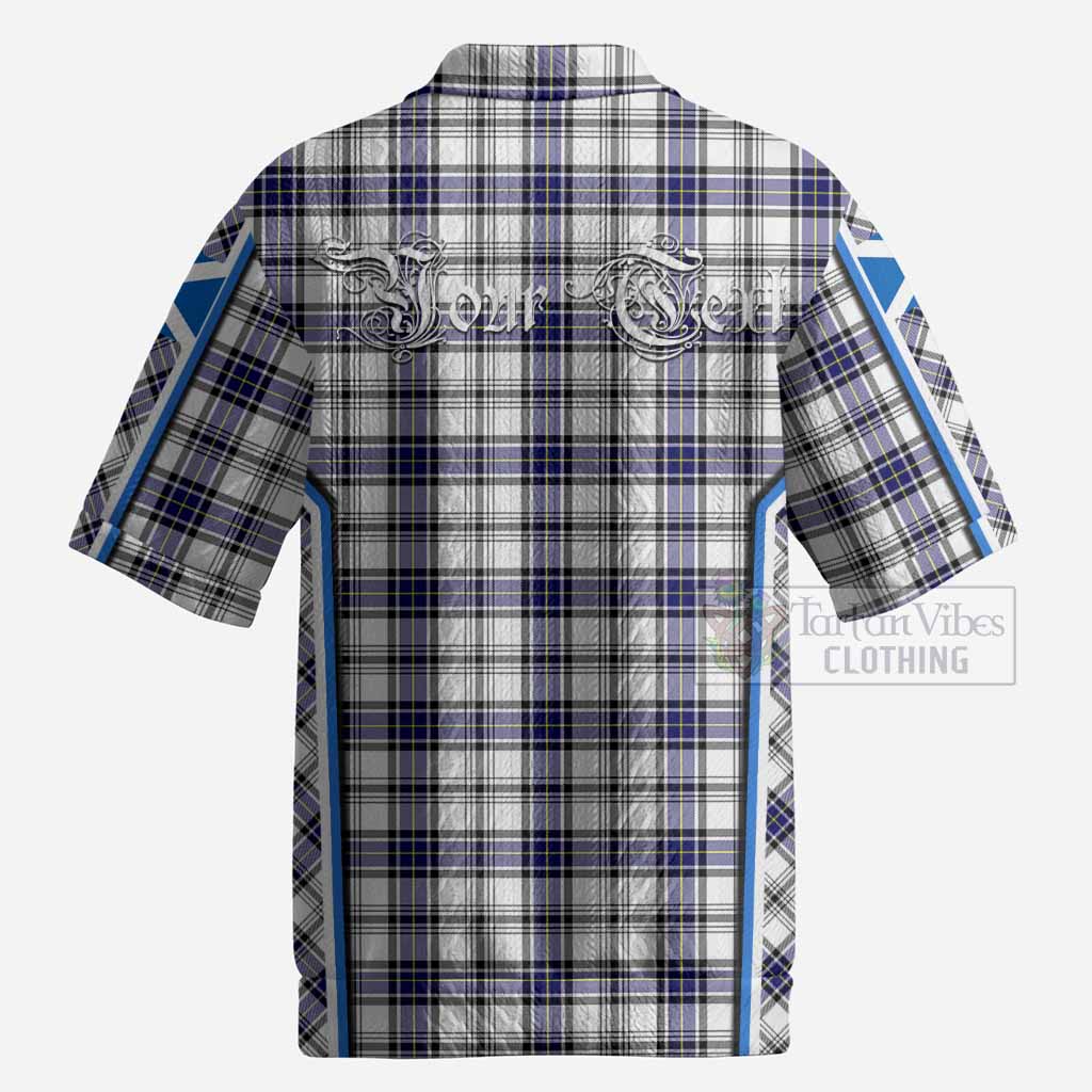 Hannay Tartan Crest Men’s Polo Sweater Top Scotland Coat of Arm Flag Style