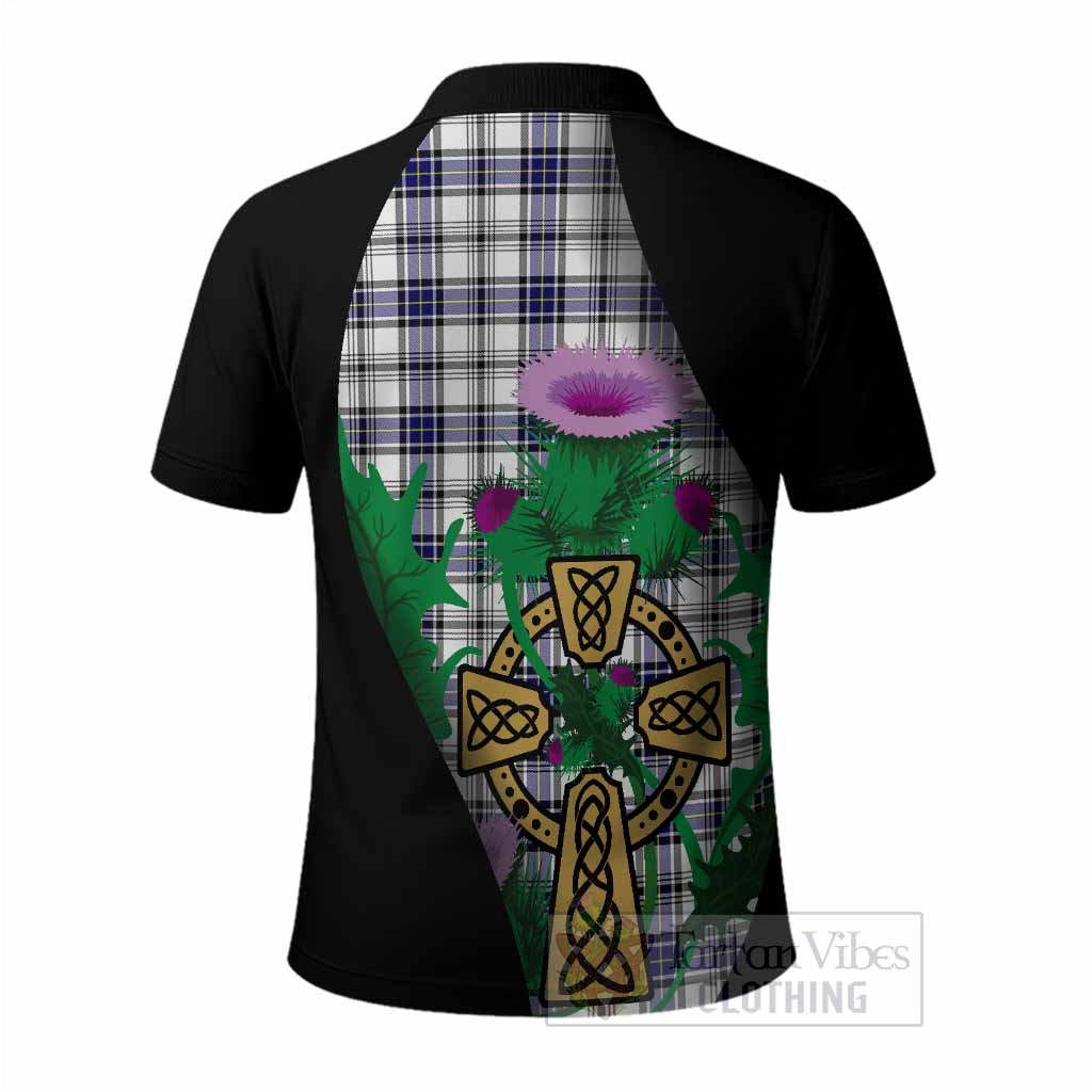 Hannay Tartan Crest Polo Shirt Celtic Cross Thistle Flowers