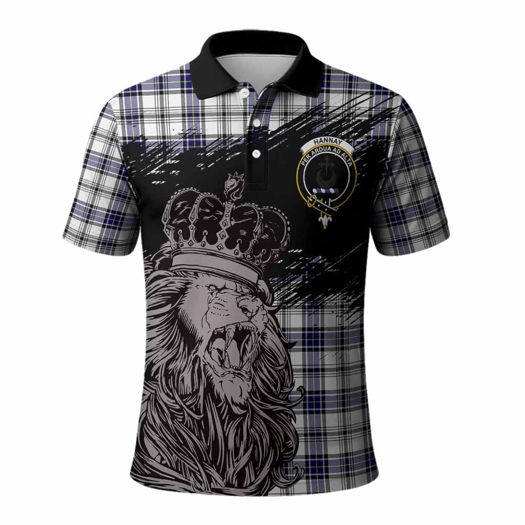 Hannay Tartan Crest Polo Shirt Crowned Lion Heritage Style