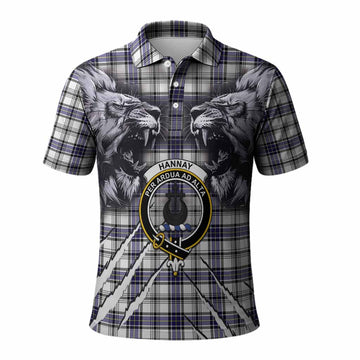 Hannay Tartan Crest Polo Shirt Ferocious Lion Style