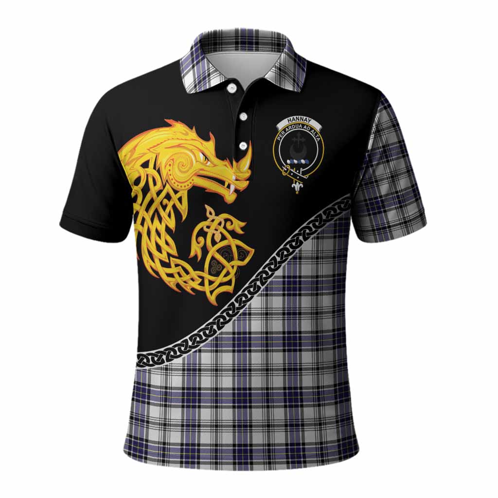 Hannay Tartan Crest Polo Shirt Legendary Dragon Knot Half Style
