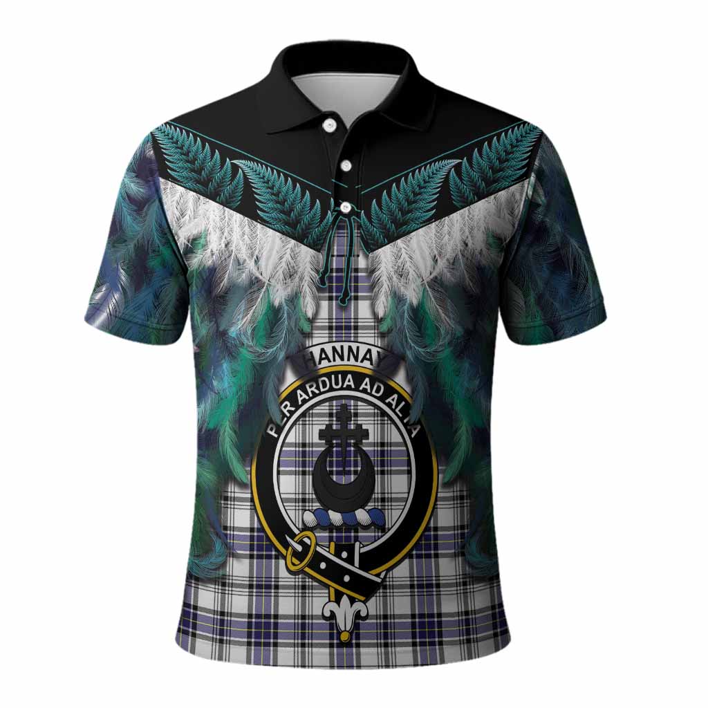 Hannay Tartan Crest Polo Shirt New Zealand Maori Korowai Cloak