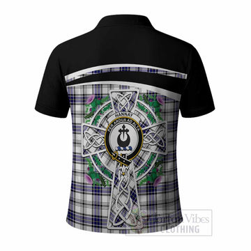 Hannay Tartan Crest Polo Shirt Scottish Thistle Celtic Cross Alba Gu Brath