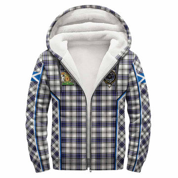 Hannay Tartan Crest Sherpa Hoodie Scotland Coat of Arm Flag Style