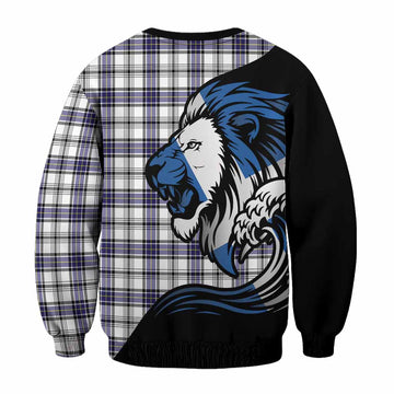 Hannay Tartan Crest Sweatshirt Scottish Golden Lions Wave Flow