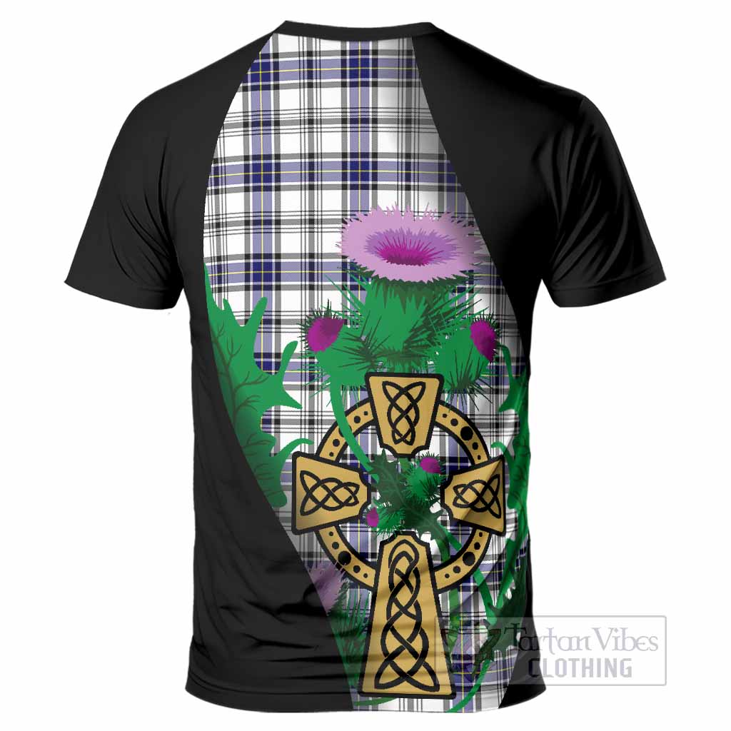 Hannay Tartan Crest T-Shirt Celtic Cross Thistle Flowers