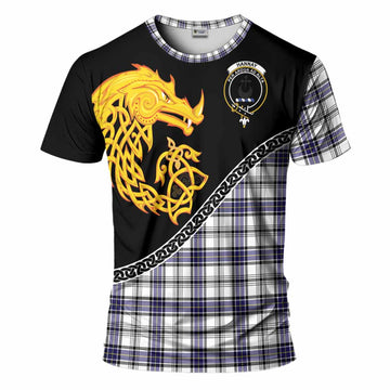 Hannay Tartan Crest T-Shirt Legendary Dragon Knot Half Style