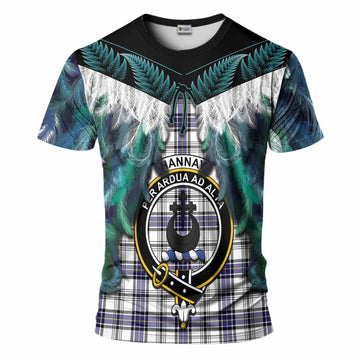 Hannay Tartan Crest T-Shirt New Zealand Maori Korowai Cloak