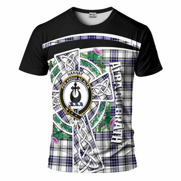 Hannay Tartan Crest T-Shirt Scottish Thistle Celtic Cross Alba Gu Brath