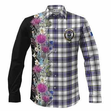 Hannay Tartan Crest Thistle Floral Long Sleeve Button Shirts