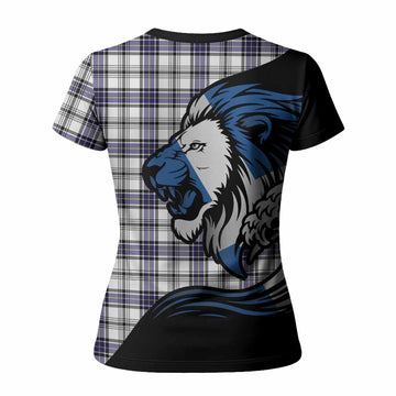 Hannay Tartan Crest Women T shirt Scottish Golden Lions Wave Flow