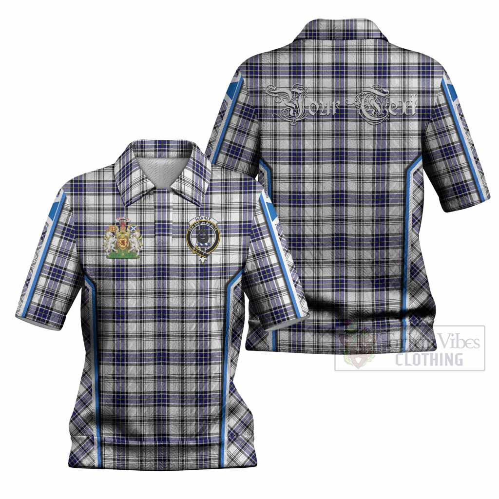 Hannay Tartan Crest Women’s Polo Sweater Top Scotland Coat of Arm Flag Style