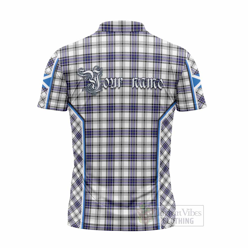 Hannay Tartan Crest Zipper Polo Shirt Scotland Coat of Arm Flag Style - Tartan Vibes Clothing