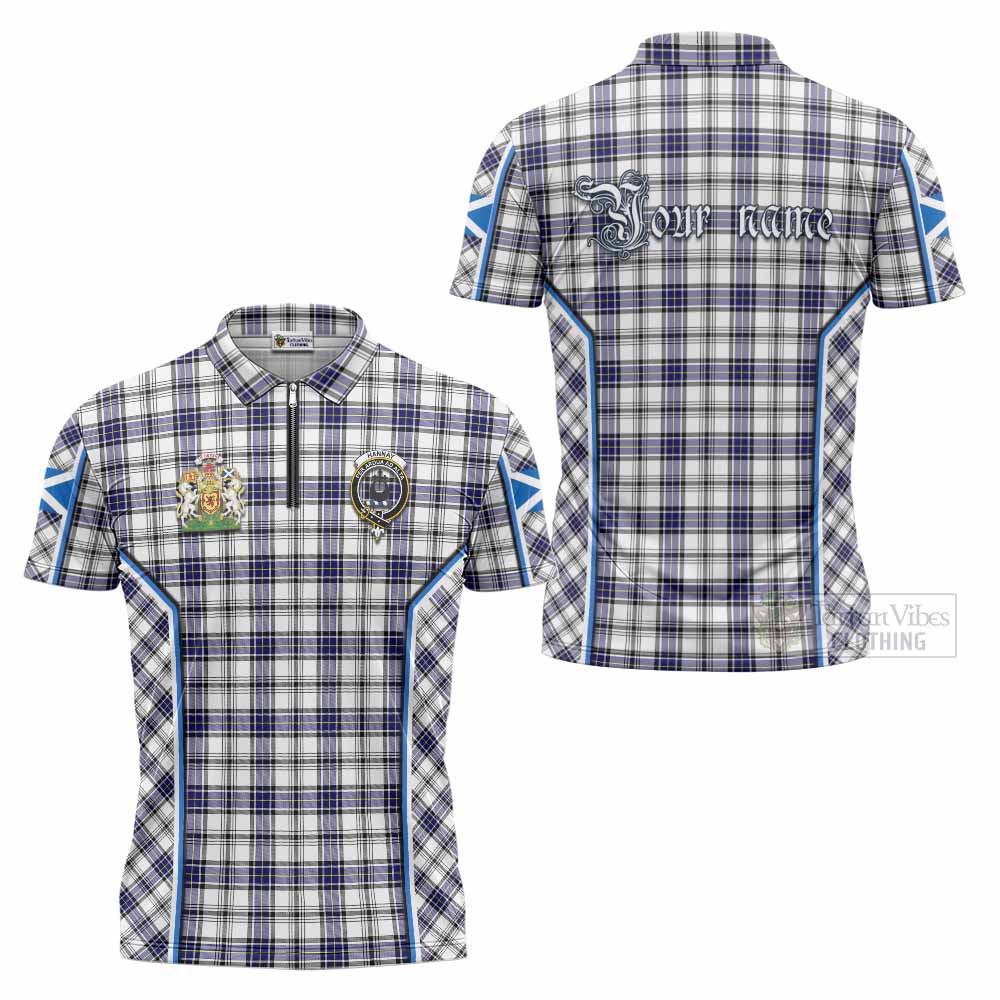 Hannay Tartan Crest Zipper Polo Shirt Scotland Coat of Arm Flag Style - Tartan Vibes Clothing