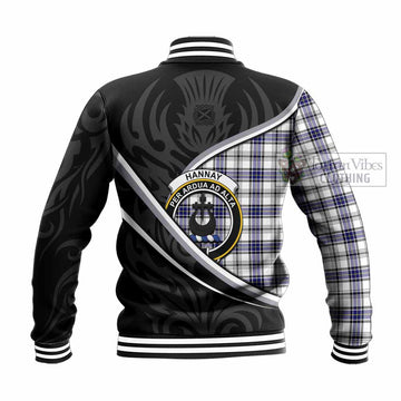 Hannay Tartan Family Crest Baseball Jacket Celtic Scottish Thistle Floral