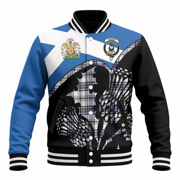Hannay Tartan Family Crest Baseball Jacket Scotland Thistle Floral Flag Style