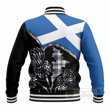 Hannay Tartan Family Crest Baseball Jacket Scotland Thistle Floral Flag Style