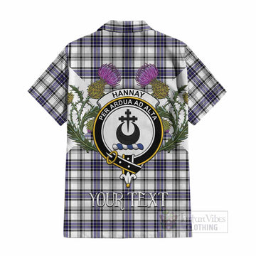 Hannay Tartan Family Crest Cotton Hawaiian Shirt Scottish Burns Night Thistle Floral