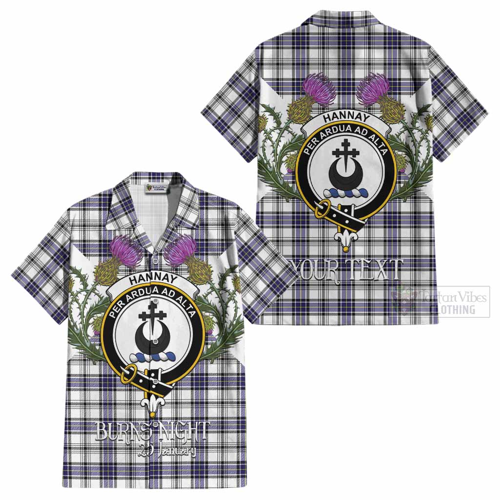 Hannay Tartan Family Crest Cotton Hawaiian Shirt Scottish Burns Night Thistle Floral