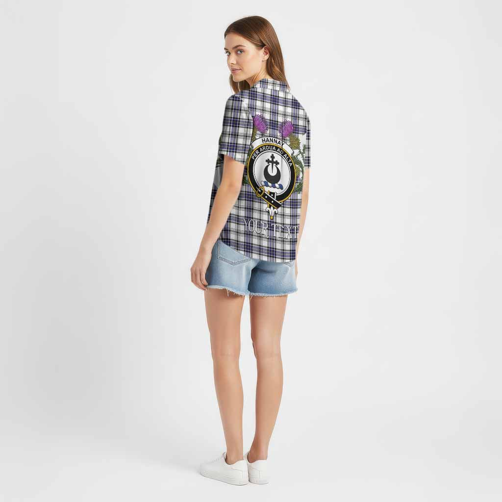 Hannay Tartan Family Crest Cotton Hawaiian Shirt Scottish Burns Night Thistle Floral