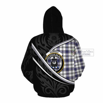 Hannay Tartan Family Crest Cotton Hoodie Celtic Scottish Thistle Floral