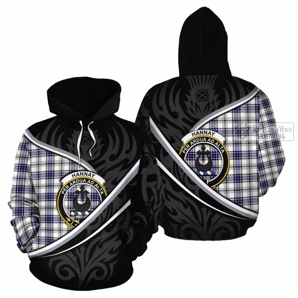 Hannay Tartan Family Crest Cotton Hoodie Celtic Scottish Thistle Floral - Tartan Vibes Clothing