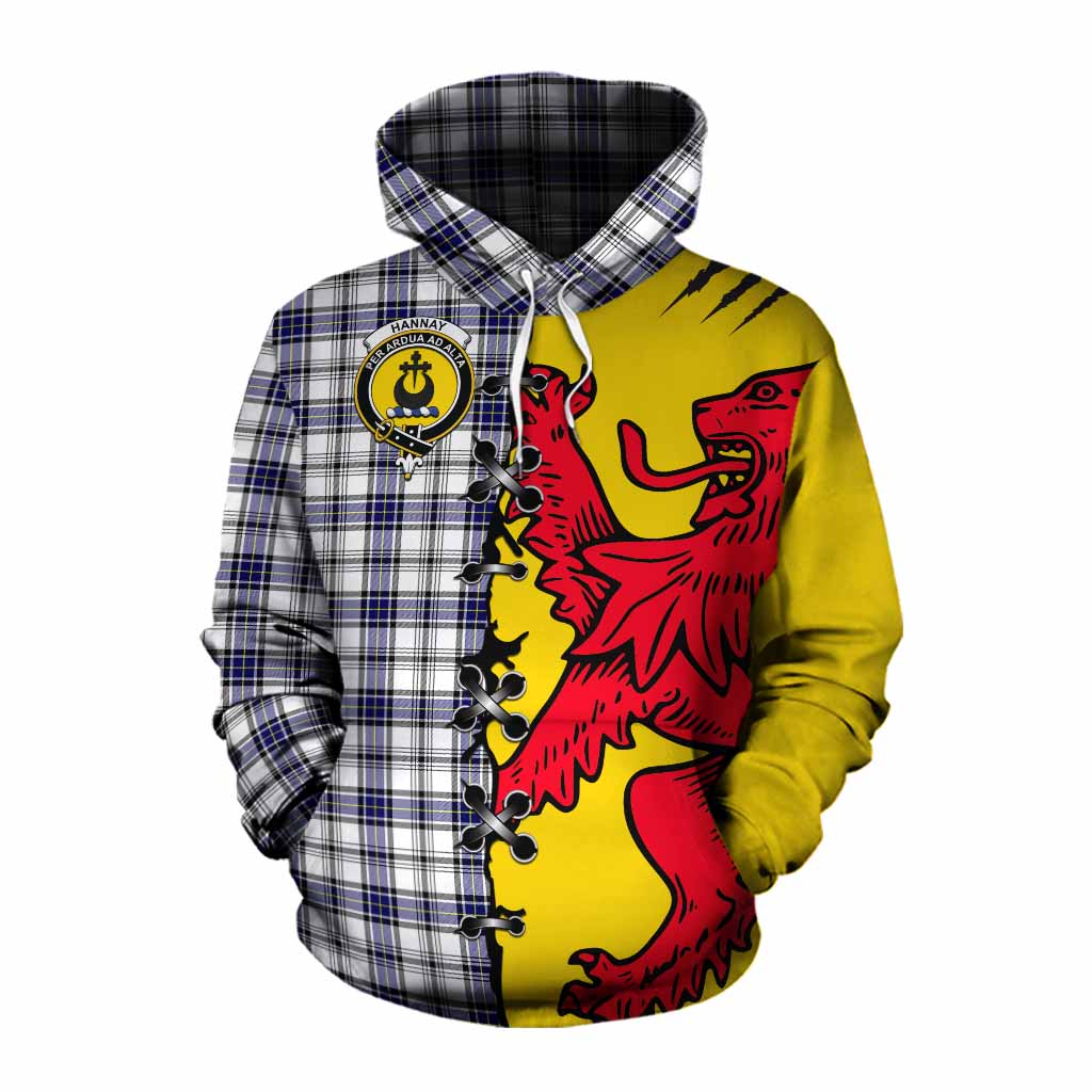 Hannay Tartan Family Crest Cotton Hoodie Lion Rampant Honor - Tartan Vibes Clothing