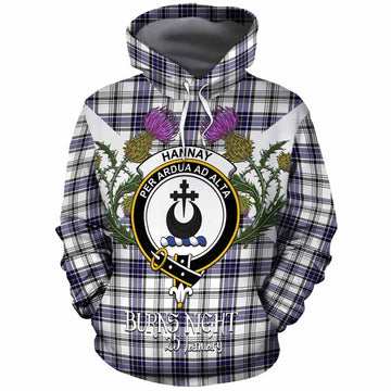 Hannay Tartan Family Crest Cotton Hoodie Scottish Burns Night Thistle Floral