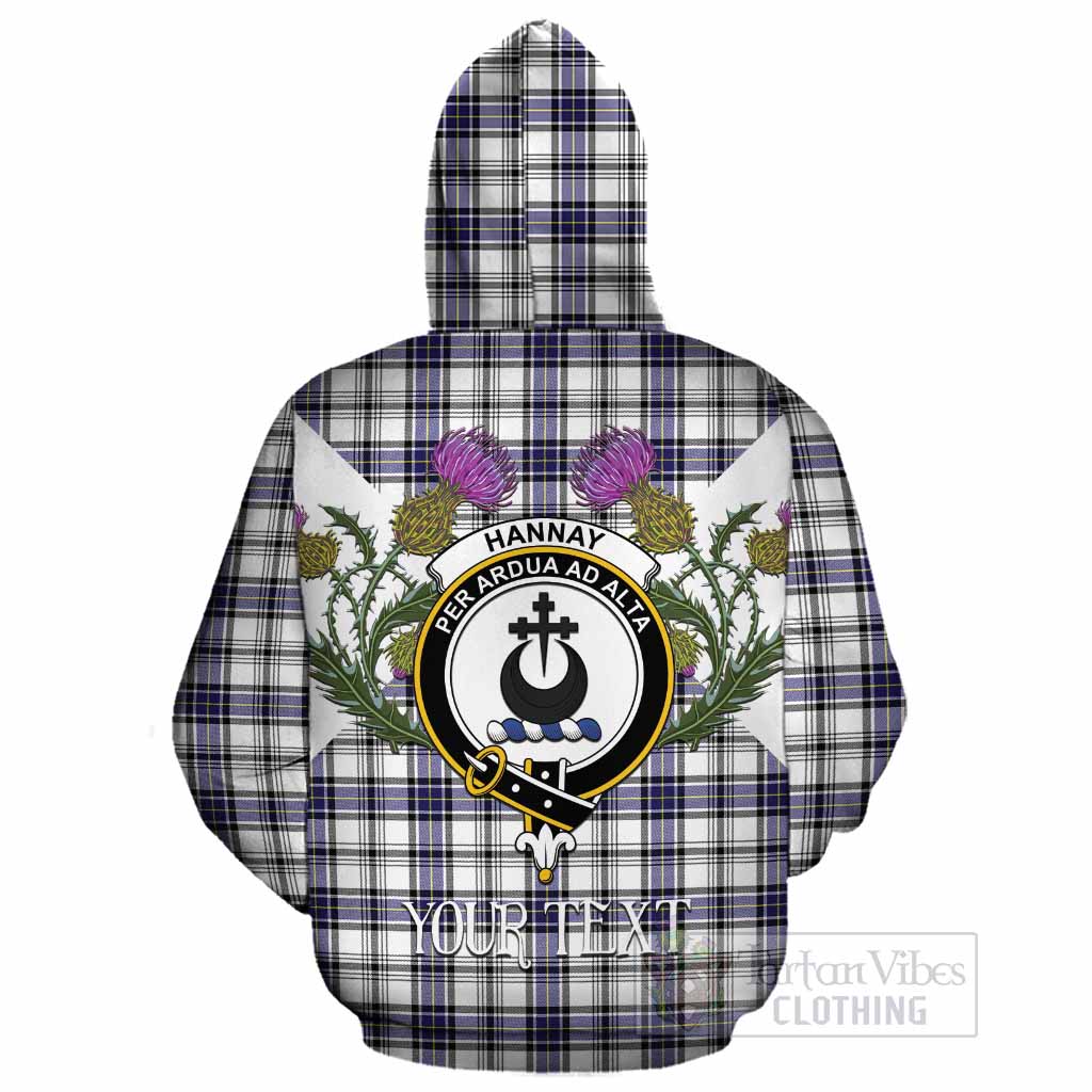 Hannay Tartan Family Crest Cotton Hoodie Scottish Burns Night Thistle Floral