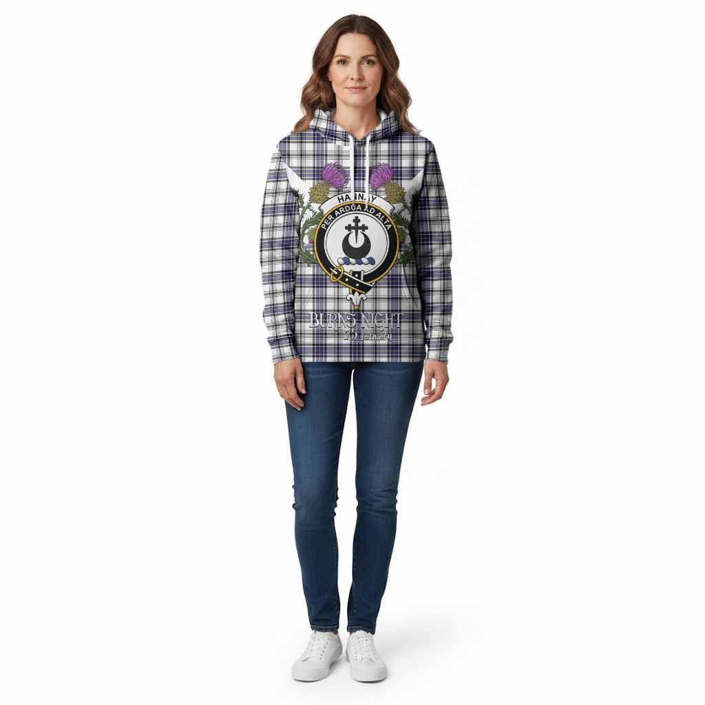 Hannay Tartan Family Crest Cotton Hoodie Scottish Burns Night Thistle Floral