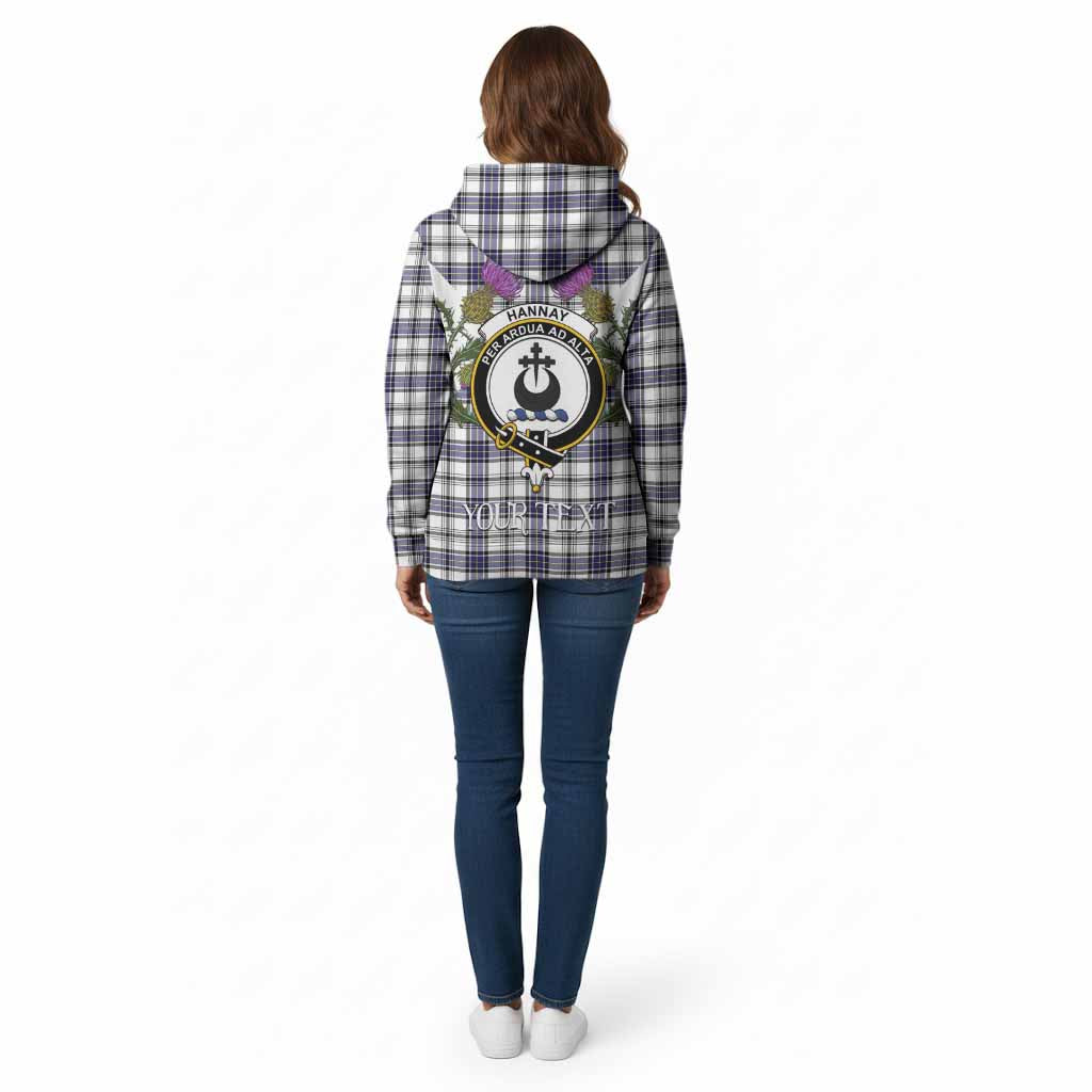 Hannay Tartan Family Crest Cotton Hoodie Scottish Burns Night Thistle Floral