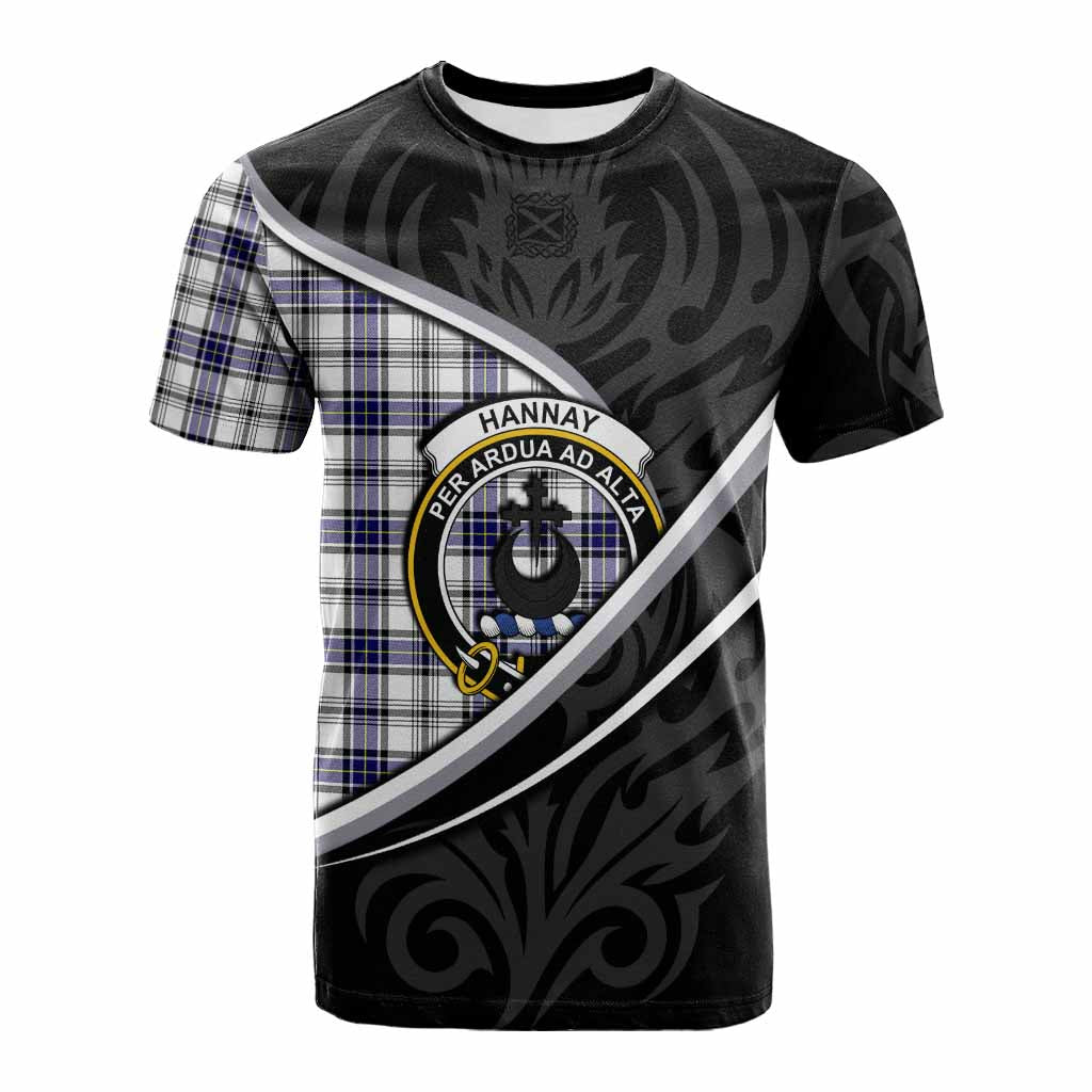 Hannay Tartan Family Crest Cotton T-shirt Celtic Scottish Thistle Floral - Tartan Vibes Clothing