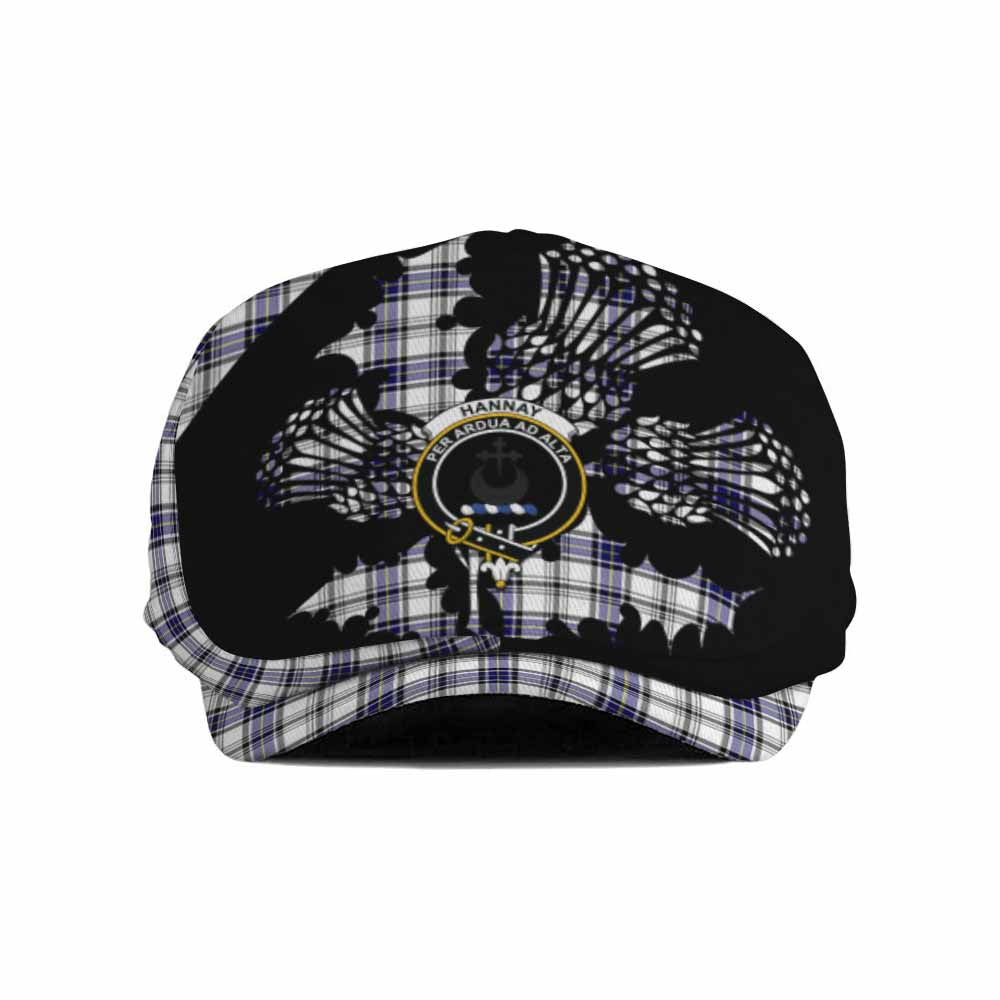 Hannay Tartan Family Crest Flat Cap, Jeff Cap Scotland Thistle Floral